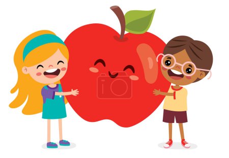 Photo for Illustration Of Kid With Apple - Royalty Free Image