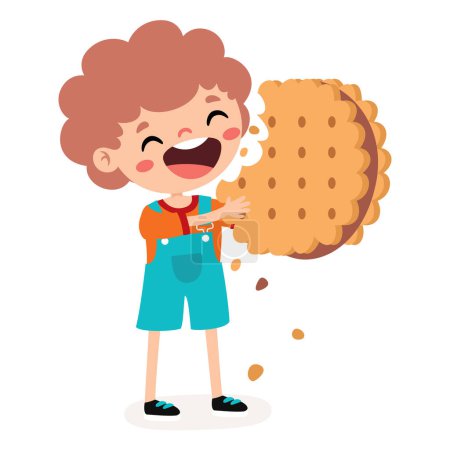 Photo for Illustration Of Kid With Biscuit - Royalty Free Image