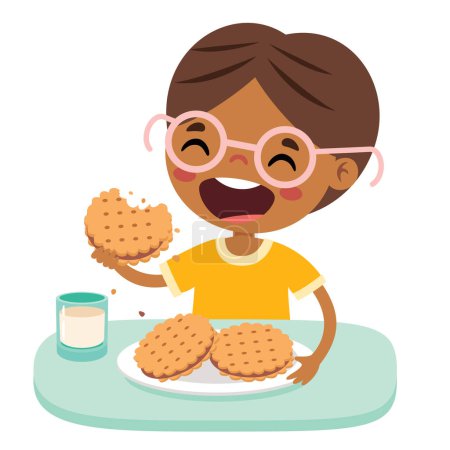 Photo for Illustration Of Kid With Biscuit - Royalty Free Image