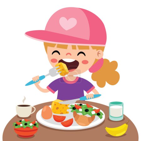 Ilustración de Concepto de comida con niño de dibujos animados - Imagen libre de derechos