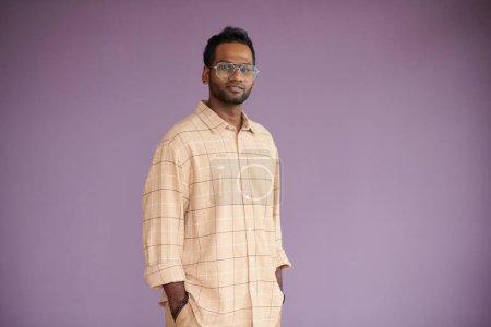 Photo for Portrait of confident Indian man wearing glasses and comfy cotton shirt - Royalty Free Image