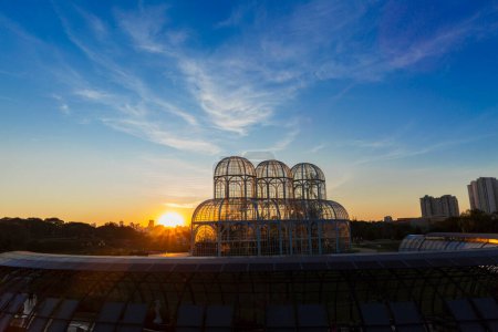 Téléchargez les photos : Coucher de soleil au Jardin Botanique de Curitiba. - en image libre de droit