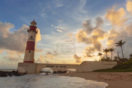 Salvador Bahia Brazil, March 27. 2024: Itapua Lighthouse. Itapua Beach.