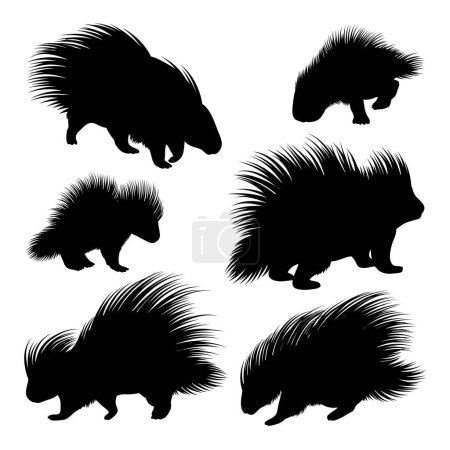 Porcupine silhouettes d'animaux sauvages. Bon usage pour le symbole, logo, icône, mascotte ou tout design que vous voulez.