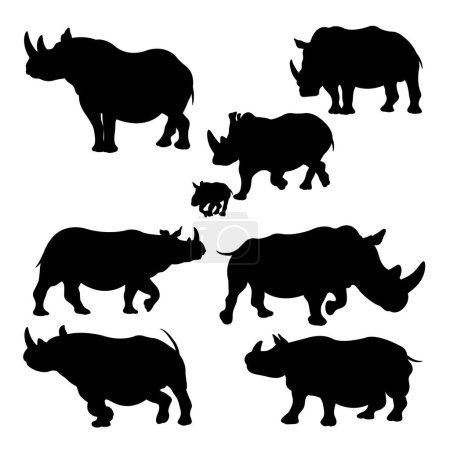 Nashorn Säugetier Silhouetten. Gute Verwendung für Symbol, Logo, Symbol, Maskottchen oder beliebiges Design.