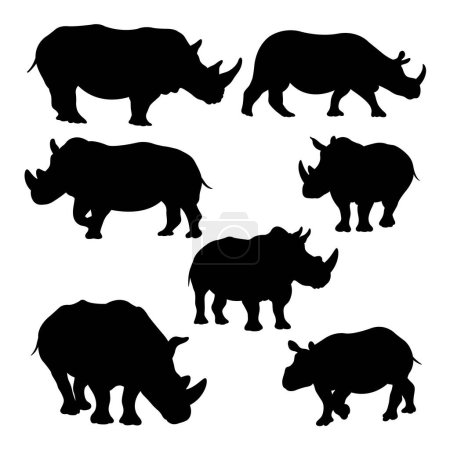 Silhouettes animales de rhinocéros. Bon usage pour le symbole, logo, icône, mascotte ou tout design que vous voulez.