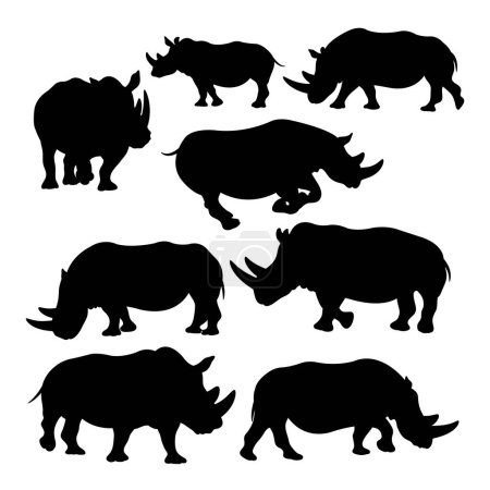 Silhouettes d'animaux sauvages rhinocéros. Bon usage pour le symbole, logo, icône, mascotte ou tout design que vous voulez.