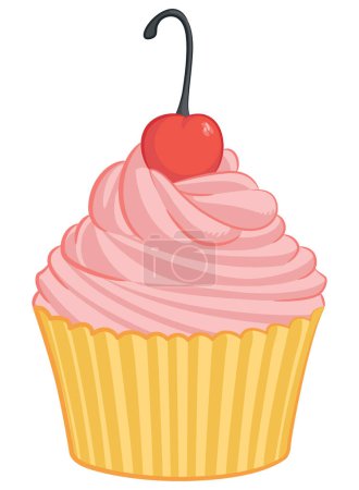 Téléchargez les photos : Cupcake Doux Muffin Cerise Pâtisserie Dessin animé - en image libre de droit