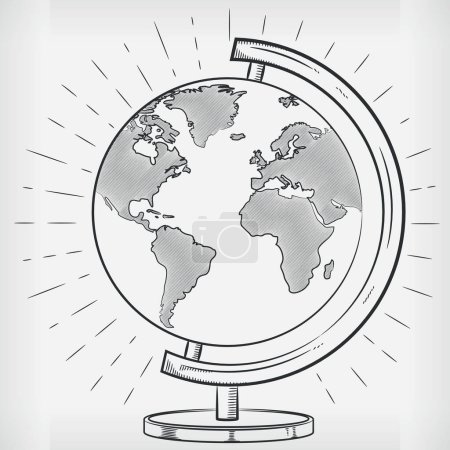 Téléchargez les photos : Doodle World Globe Croquis dessiné à la main - en image libre de droit