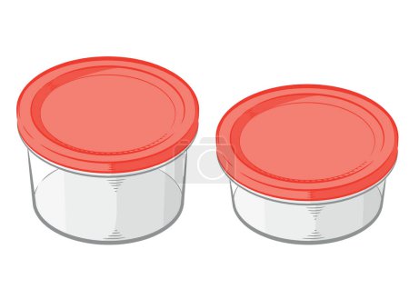 Illustration for Food Storage Box Round Container Cartoon - Royalty Free Image