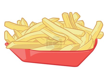 Illustration for French Fries Junk Food Paper Tray - Royalty Free Image