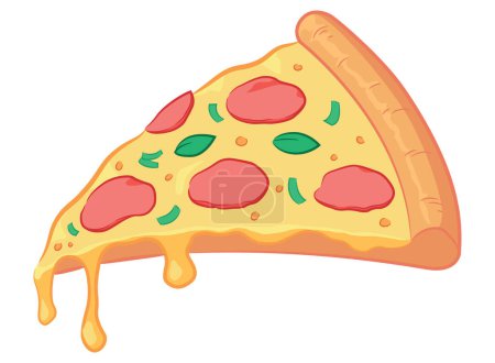 Ilustración de Pizza rebanada comida italiana restaurante de dibujos animados - Imagen libre de derechos