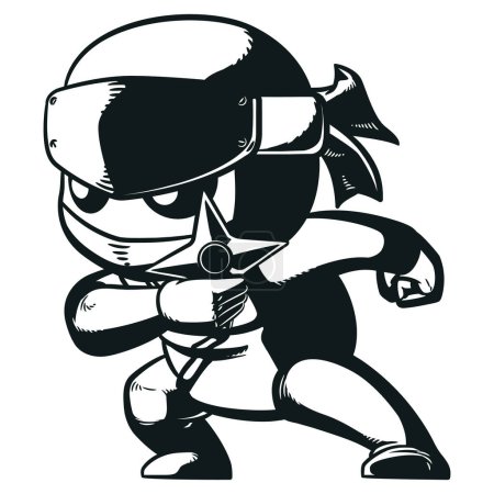 Téléchargez les photos : Silhouette Ninja japonaise tenant l'arme à lancer - en image libre de droit