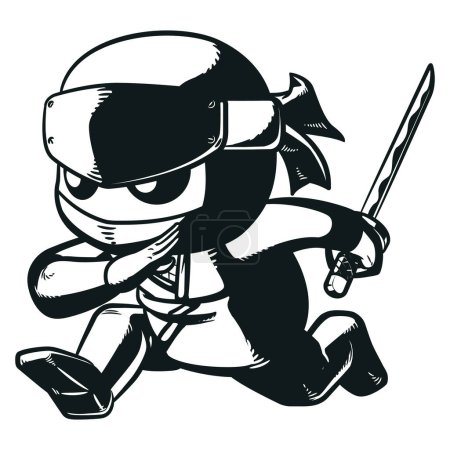 Téléchargez les photos : Silhouette Ninja Fighter tenant Katana Sword - en image libre de droit