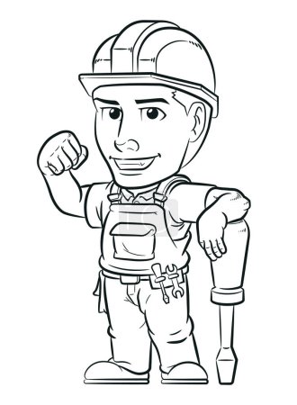 Illustration for Sketch Electrician Handyman Maintenance Technician Worker - Royalty Free Image