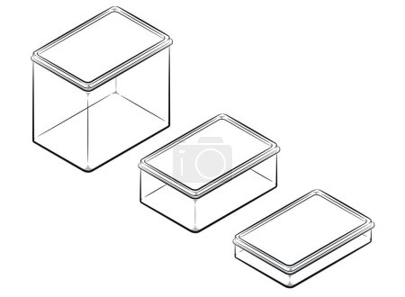 Téléchargez les photos : Croquis Conteneur alimentaire Rectangle boîte en plastique - en image libre de droit