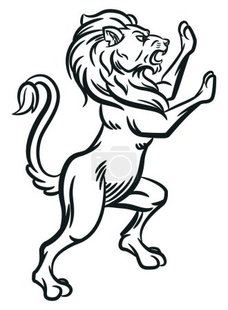 Téléchargez les photos : Esquisse Héraldique Lion debout Pose Ornement - en image libre de droit