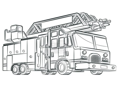Téléchargez les illustrations : Croquis Pompier camion-citerne Véhicule - en licence libre de droit