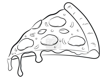 Téléchargez les photos : Croquis Pizza Slice Italienne Pizzeria Doodle - en image libre de droit