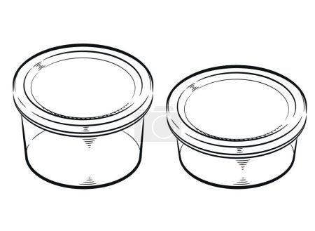 Illustration for Sketch Round Food Pack Plastic Container - Royalty Free Image