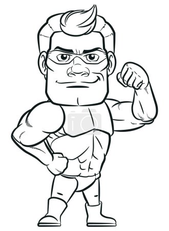 Photo for Sketch Strong Superhero Flexing Muscular Arm - Royalty Free Image