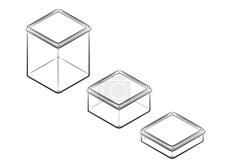 Téléchargez les photos : Croquis carré boîte de rangement des aliments Doodle - en image libre de droit
