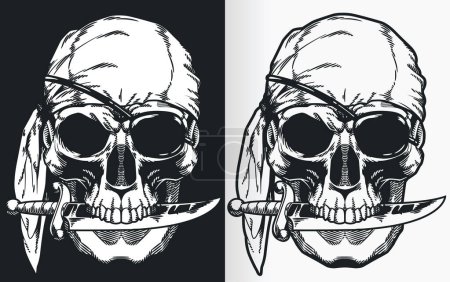 Téléchargez les photos : A silhouette contour of a pirate skull from front view perspective - en image libre de droit