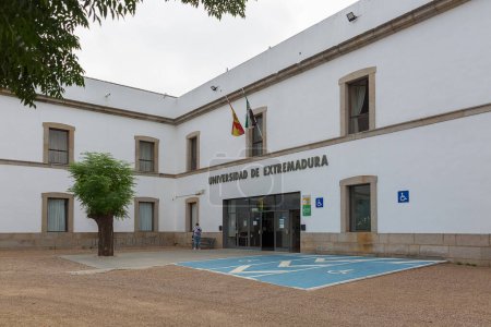 Photo for Badajoz Spain - 09 17 2021: View at the Extremadura University main entrance - faculty of Documentation and Communication Sciences, main building, inside the citadel, Alcazaba de Badajoz - Royalty Free Image