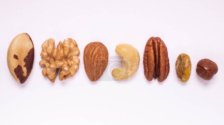 Photo for Set of oily dry fruits isolated on white background - Royalty Free Image
