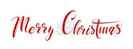 Merry Christmas, handwritten calligraphy isolated on white background. Creative typography for holiday greeting. Great for New Year and Christmas banners, posters, gift tags and labels.