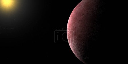 Téléchargez les photos : Quaoar, planète naine, en orbite dans l'espace. 3d rendu - en image libre de droit