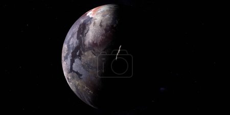 Téléchargez les photos : Oumuamua, objet interstellaire, orbitant autour d'une planète fictive - en image libre de droit