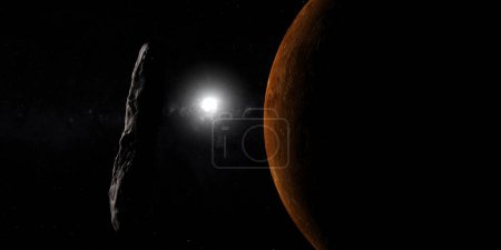 Photo for Oumuamua, interstellar object, orbiting near Venus planet - Royalty Free Image