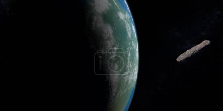 Photo for Oumuamua, interstellar object, orbiting around earth planet - Royalty Free Image