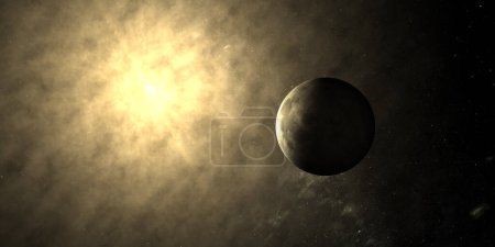 Téléchargez les photos : Lune et atmosphère solaire depuis l'espace - en image libre de droit