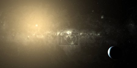 Photo for Neptune planet orbiting with the sun at background - Royalty Free Image