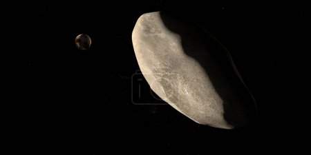 Photo for Styx moon orbiting in the outer space with Pluto planet - Royalty Free Image