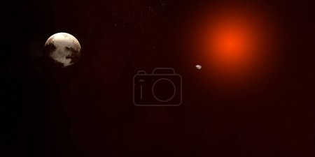 Photo for Styx, Pluto natural satellite, orbiting in the outer space - Royalty Free Image