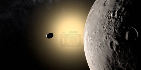 Photo for Styx orbiting near Charon. Pluto moons - Royalty Free Image