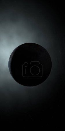 Téléchargez les photos : Triton, satellite naturel de Neptune, avec nébuleuse spatiale. Vertical - en image libre de droit