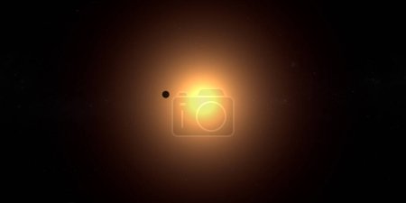 Photo for Habitable hypothetical exoplanet Toi 700 D orbiting front a red star - Royalty Free Image