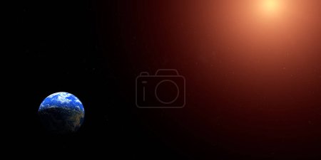 Photo for Habitable hypothetical exoplanet Toi 700 D and big red star - Royalty Free Image