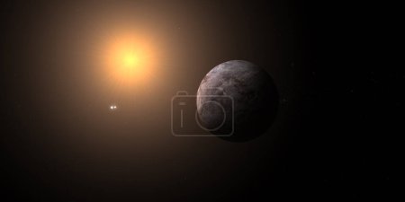 Foto de Exoplaneta Próxima Centauri b con estrellas binarias Alpha Centauri y estrella enana roja - Imagen libre de derechos