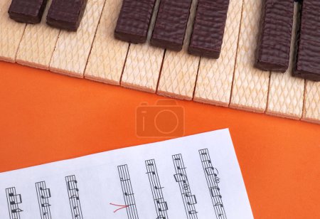 Foto de Tortas dispuestas en forma de teclado para instrumentos musicales ... - Imagen libre de derechos