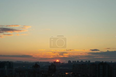 Photo for Epic sunset over soviet buildings of the Kyiv, capital of Ukraine - Royalty Free Image