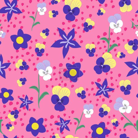 Illustration for Seamless pattern design spring flowers - Royalty Free Image