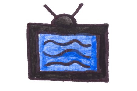 Téléchargez les photos : Peinture de dessin animé tv isolé sur fond blanc. - en image libre de droit