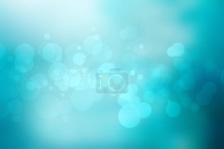 Abstract underwater illustration. Beautiful abstract gradient turquoise blue white lightening bokeh circles background texture from unterwater bubbles. Beautiful blue pastel backdrop.