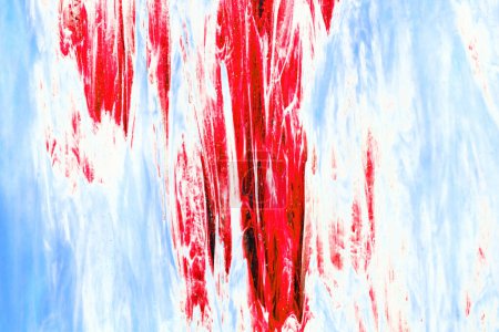 Beautiful decorative handmade creative artistic blue red abstract painting. Macro shot of a blue red background texture. Art, canvas, pattern. Watercolor paints.