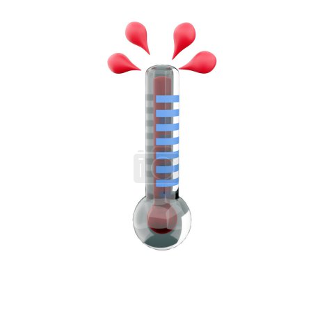 Téléchargez les photos : 3D rendering high thermometer score icon. 3d render hot weather icon. High thermometer score. - en image libre de droit